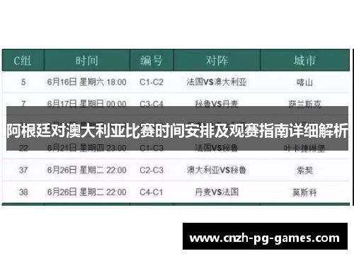 阿根廷对澳大利亚比赛时间安排及观赛指南详细解析 阿根廷对澳大利亚比赛时间安排及观赛指南详细解析